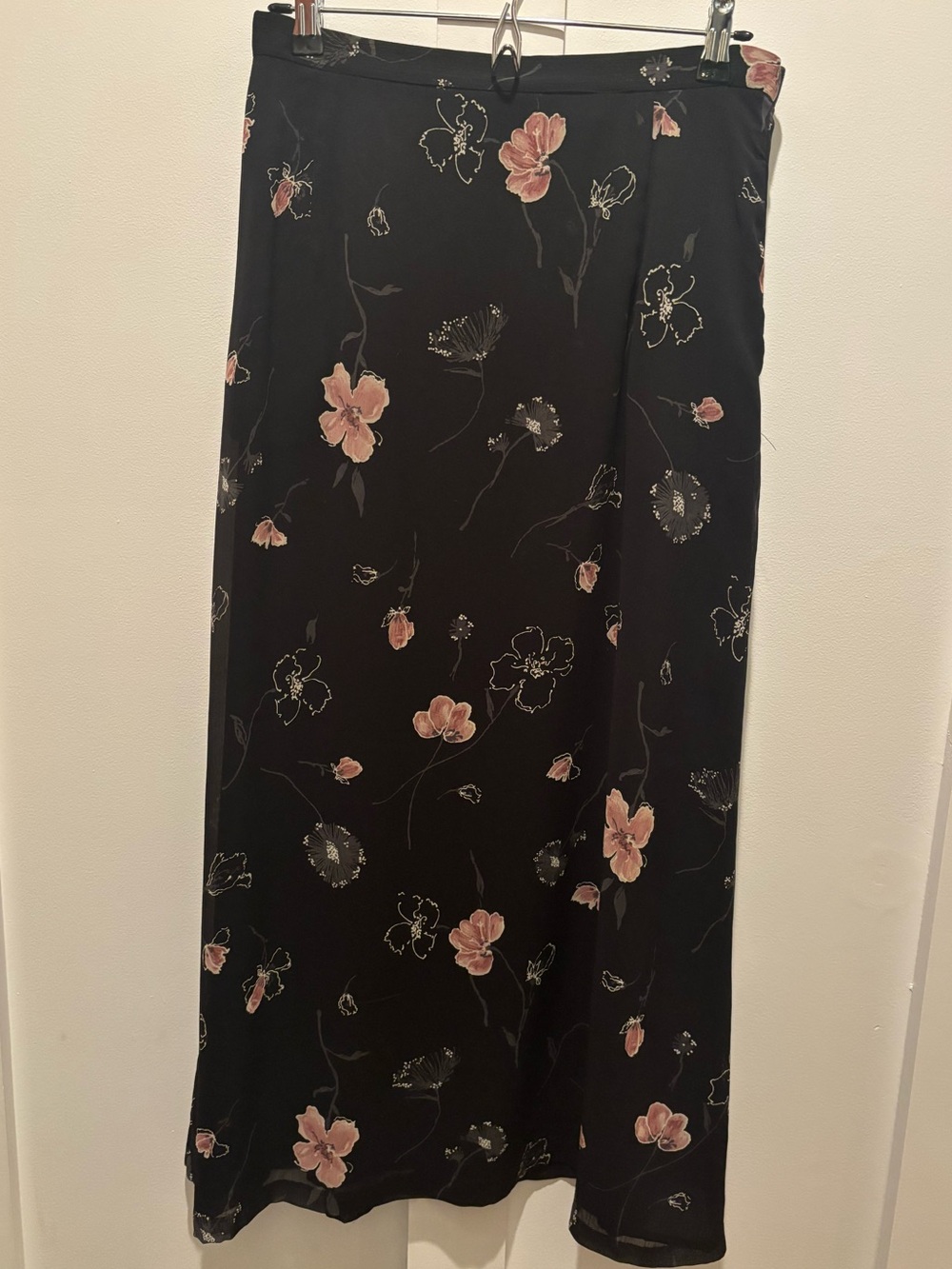 Vtg Pendleton Black Floral Maxi Skirt Sz 10